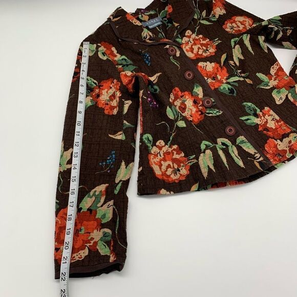 Koret Petite Brown Floral Blazer Jacket Sz PM Petite - Picture 10 of 12